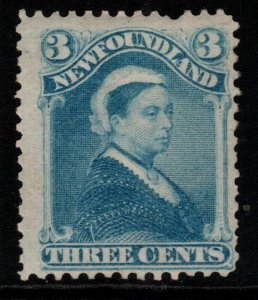 NEWFOUNDLAND SG47 1880 3c PALE DULL BLUE PULLED PERF AT TOP MTD MINT