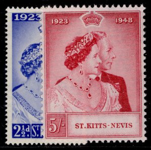 ST KITTS-NEVIS GVI SG80-81, 1949 ROYAL SILVER WEDDING set, NH MINT. Cat £12.