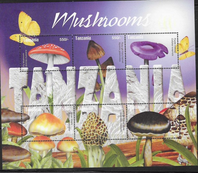 Tanzania #2319 550sh Mushrooms sheet of  (MNH) CV$6.00