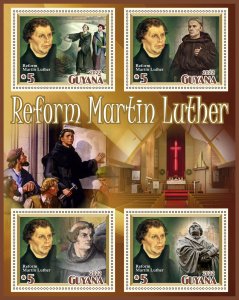 Stamps.Martin Luther 2022 year 1+1 sheets perforated Guyana NEW