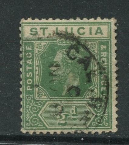 1/2dSt. Lucia - Scott 64 - KGV - Definitive -1912 - Used -Single 1/2d Stamp