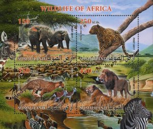 Wild Life Elephant Lion Souvenir Sheet of 4 Stamps Mint NH