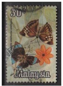  	Malaysia 1970 - Scott 67 used - 30c, Butterflies 