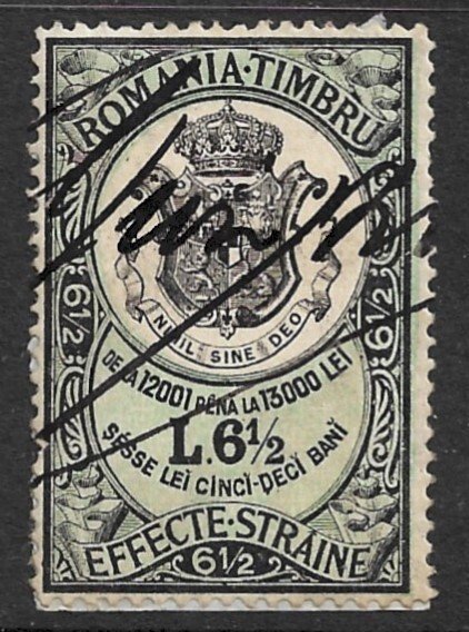 ROMANIA 1875  6 1/2L Foreign Transactions Revenue Bft.19 Used