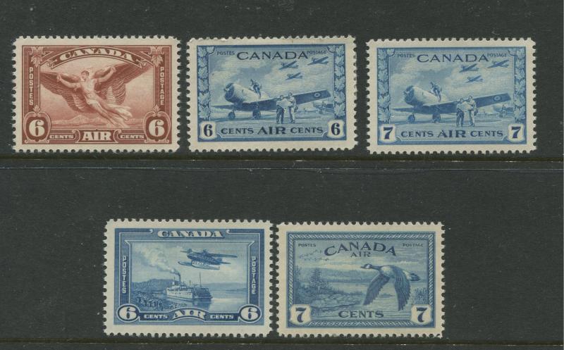 Canada -Scott C5-C9- Air Mail Issue -1935-46 -MNH - 5 Single Stamps