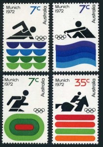 Australia 527-530,MNH. Olympics Munich-1972. Athlete,Swimming,Rowing,Equestrian.