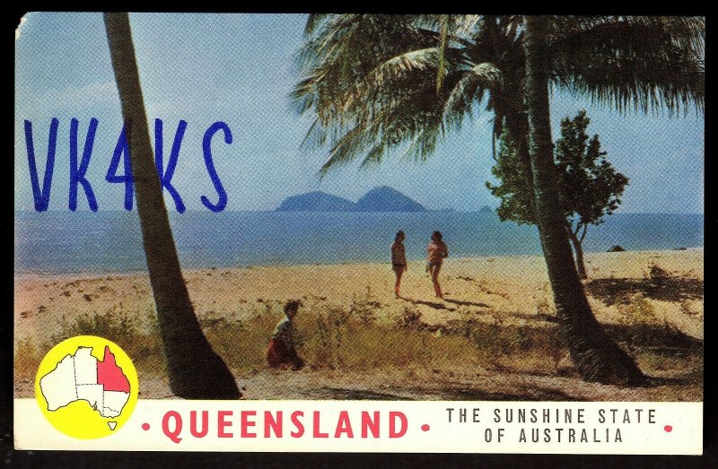 QSL QSO RADIO CARD Queensland, Beach,Women,Sunshine State of Australia,(Q2911)