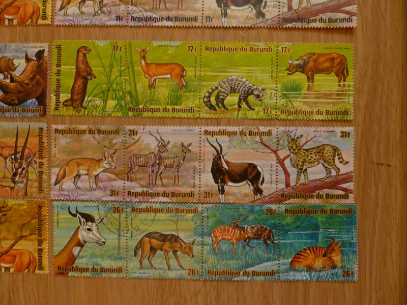 1974 Republic of Burundi Wild Animal SC #C218-23 Cancelled stamps Gold font #5