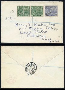 St Kitts and Nevis 1/2d Pair and 2 1/2d on registered cover