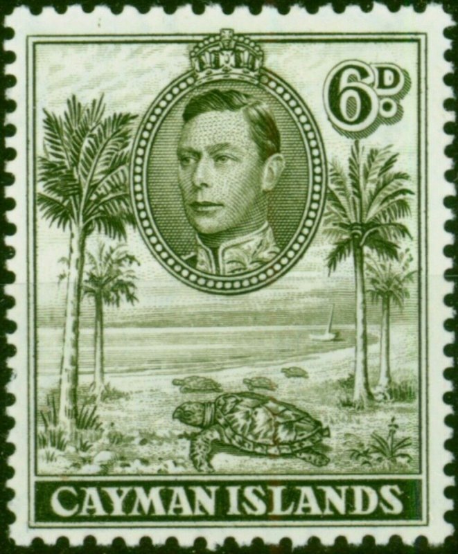 Cayman Islands 1938 6d Olive-Green SG122 P.11.5 x 13 Fine LMM