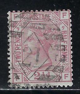 Great Britain Scott # 67, used, plate # 9/FF