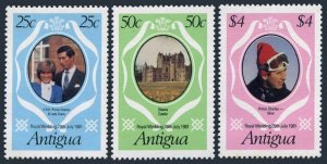 Antigua 623-625,626,MNH.Mi 628-630,Bl.55.Royal wedding 1981.Charles-Diana.Castle