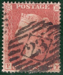 GB QV 1855 PENNY RED SG.26 1d Plate 5 (AJ) LC16 Spec C5 Used Cat £130- REDB126