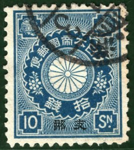 JAPAN Stamp 10s CHINA POST OFFICES Overprint *支那* Used ex Collection PURPLE63