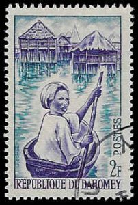 Dahomey #160 Used LH; 2fr Ganvie Woman in Canoe (1963) (2)