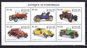 Antigua, Scott cat. 2712 a-f. Antique Automobiles sheet of 6. ^