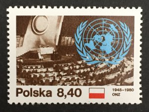 Poland 1980 #2417, U.N. 35th Anniversary, MNH.