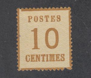 France Sc N5 MLH. 1870 - 10c yellow brown Alsace Lorraine, perf faults 