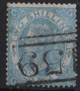 GB 1867 2s Milky blue sg120b fine used cat £2000