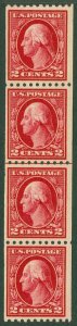 EDW1949SELL : USA 1914 Scott #442 Line strip of 4. Very Fine, Mint NH. Cat $175.