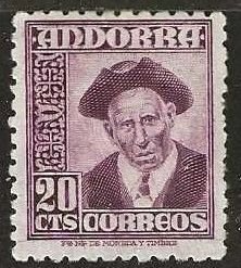 Spanish Andorra 40, mint, hinge remnants.  partial gum.  1948.  (A967b)