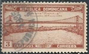 Dominican Republic 296 (used) 3c Ramfis Bridge, yel brown (1935)