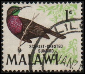 Malawi 95 - Used - 1p Scarlet-crested Sunbird (1968)