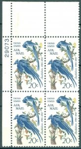 1959 Audubon Columbia Jays Plate Block of Four 20c Postage Stamps -Sc#C71