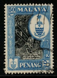 MALAYA PENANG SG62 1960 50c BLACK & BLUE FINE USED