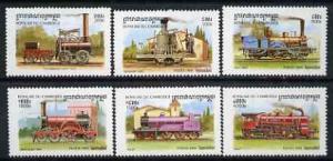 Cambodia 1999 Steam Railways perf set of 6 unmounted mint...