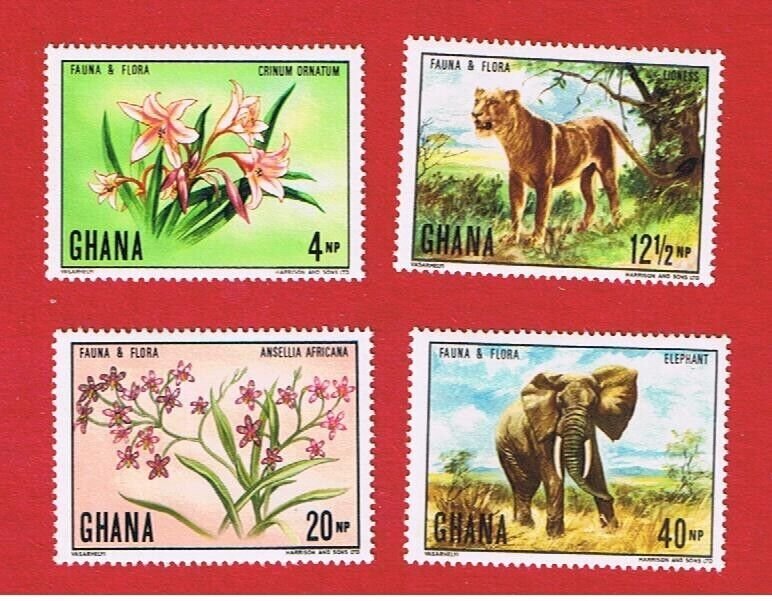 Ghana #402-405  MNH OG   Fauna & Flora   Free S/H