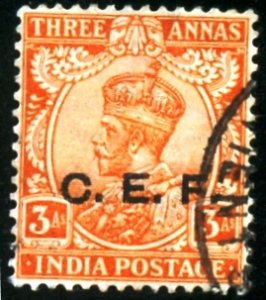 INDIA 1914-1922 KGV 3a ORANGE OVERPRINTED C.E.F.