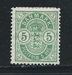 Denmark 38 1884-8 5o Arms single MH