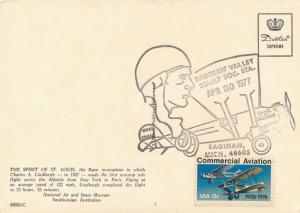 US #1684 Lindbergh Flight 50 Years Saginaw Valley MI Pictoral Cancel 1977