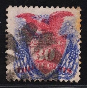 US Stamp #121 30c Ultramarine & Carmine Shield, Eagle and Flags USED SCV $375