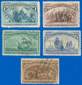 USA SCOTT #230-234 Columbians, Used-F/VF & Fault Free! SCV $32.20 (SK)