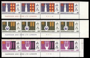 New Hebrides 1966 U.N.E.S.C.O. 15c, 30c & 45c Imprint strips MNH. SG F138-F140.