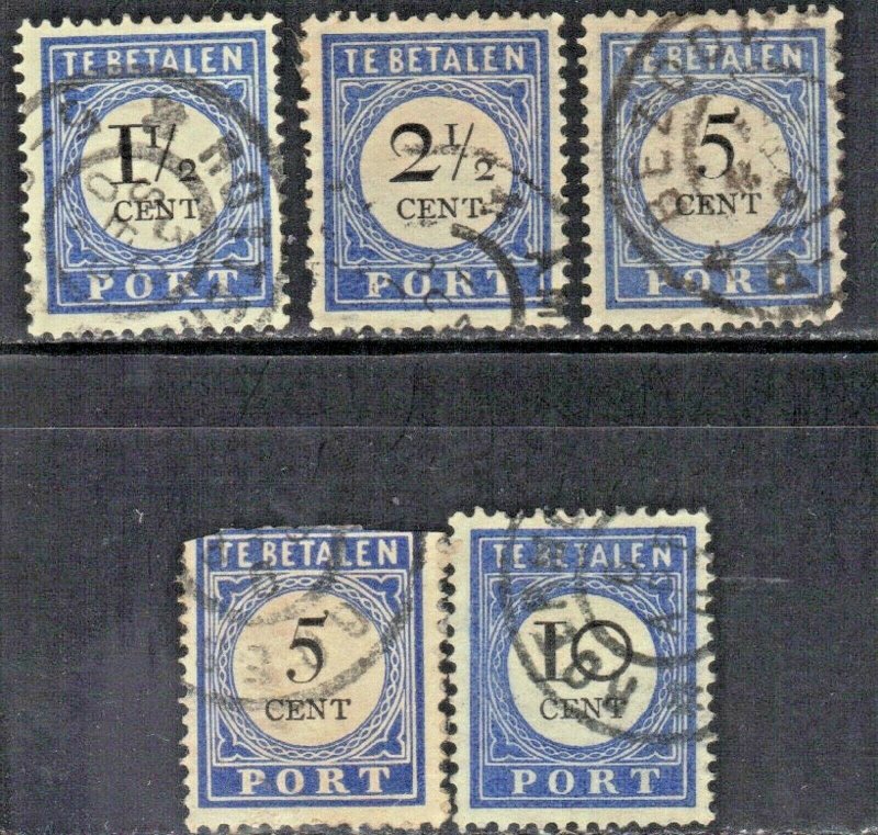 NETHERLANDS SC# J15,16,19,22 **USED** 1896-1910  POSTAGE DUE  SEE SCAN