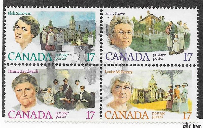 Canada #882a 17c Women block of 4 (U) CV $1.60