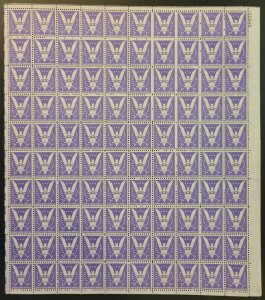 U.S. #905* NH  Complete sheet of 100