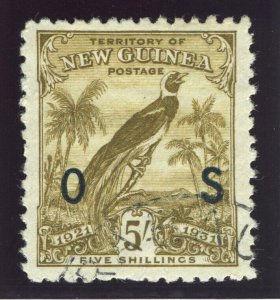 New Guinea 1931 Birds of Paradise Official 5s olive-brown VFU. SG O41. Sc O22.