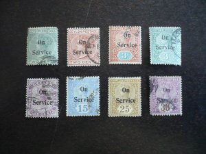 Stamps - Ceylon - Scott# O8-O12,O14-O16 - Used Part Set of 8 Stamps