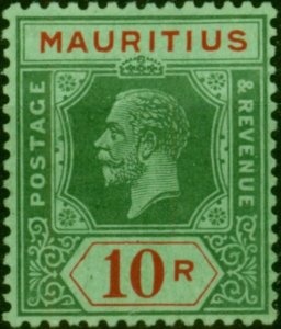 Mauritius 1922 10r on Emerald Die II SG204d Fine MM