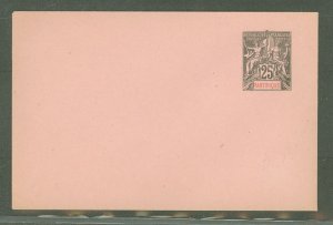 Martinique  1892 25c black on pink, flap stuck