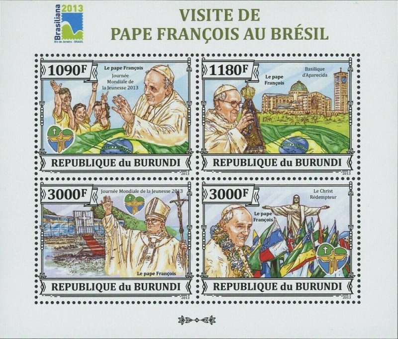 Pope Francis Stamp Visit To Brazil Vatican Catholic Church S/S MNH #3303-3306 