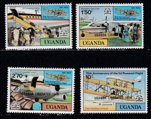 Uganda # 258-261, Powered Flight Stamps Overprinted, Mint NH, 1/2 Cat.