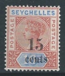 Seychelles #24 Mint No Gum 16c Queen Victoria Surcharged - Die II