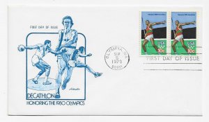 US 1790 10c Olympics Decathlon pair on FDC Artmaster Cachet ECV $7.50