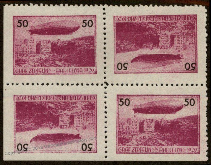 Spain Germany 1929 Barcelona Graf Zeppelin MNH Flight Label Vignette Cinde 93698