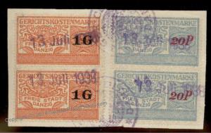 Danzig Poland Germany 1G 20P Gerichtskostenmarke Court Fee Revenue Stamp 90960